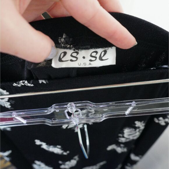Vintage es se Black White Floral‎ Overlay Midi Skirt Sz XS EUC Whimsigoth - Picture 4 of 7